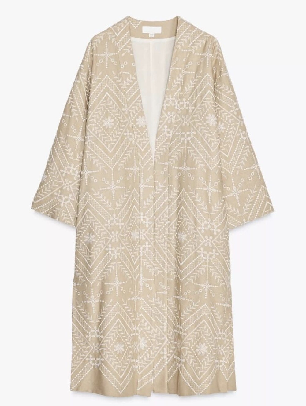 Zara Embroidered Kimono Beige Blazer NWT Size M/L - Picture 1 of 13